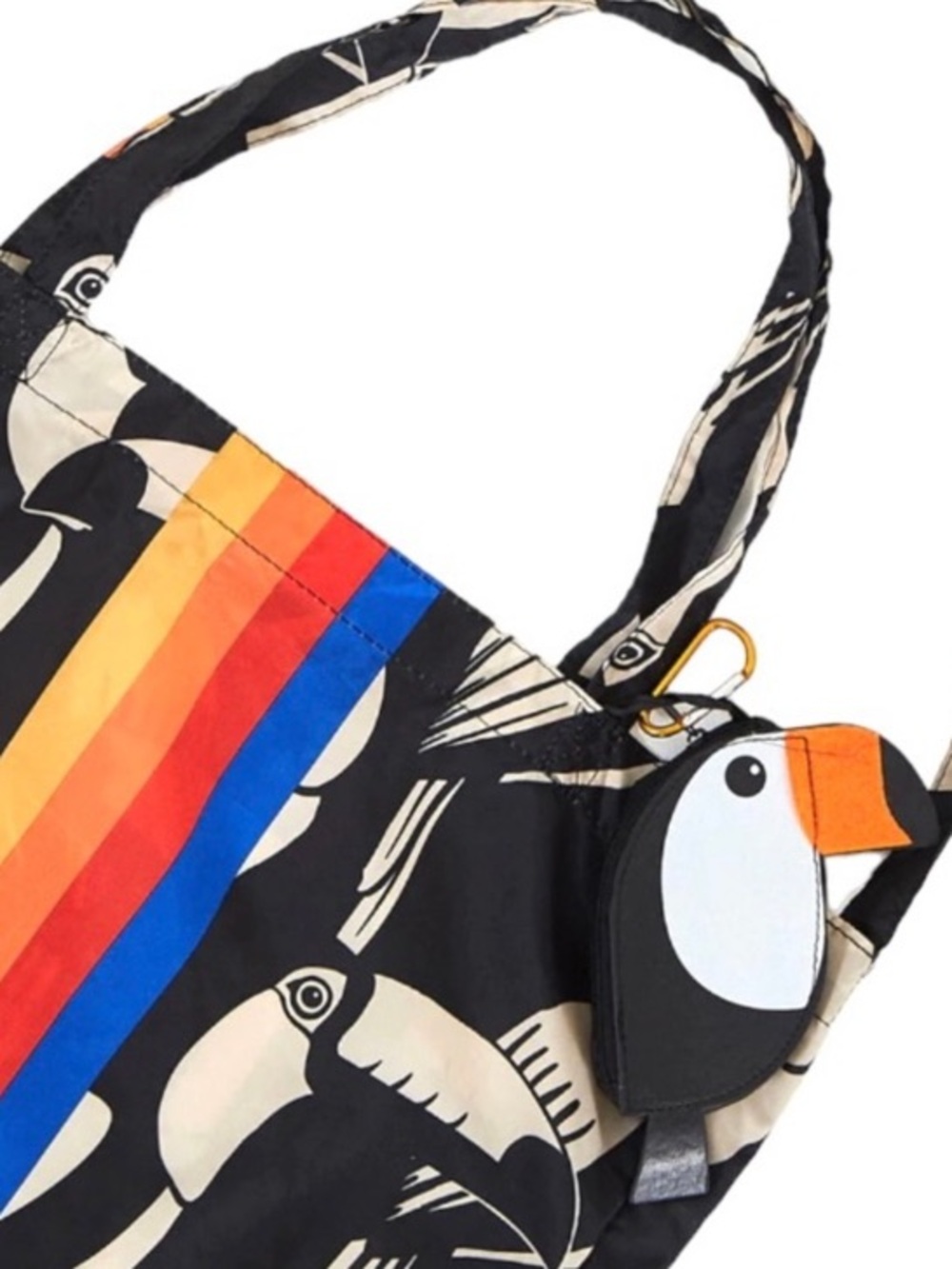 NEW FARM Rio Toucan Fruit Foldable Tote Bag w/ Detachable Case Pouch Tropical